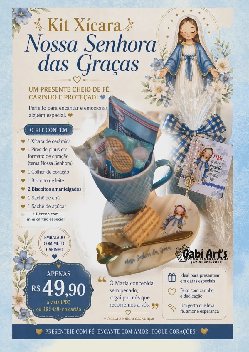 Kit xícara Nossa Senhora das Graças
