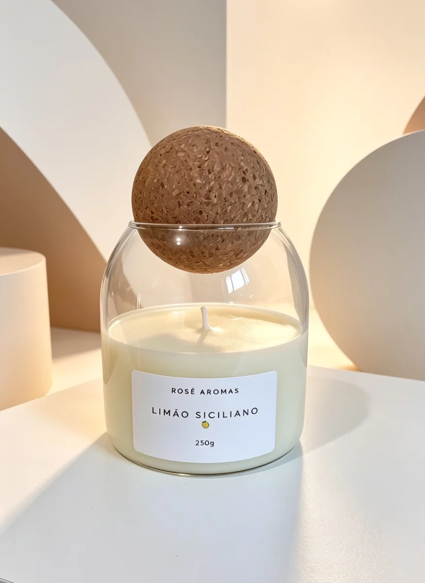 Vela Limão siciliano 250ml vidro Bola Cortiça