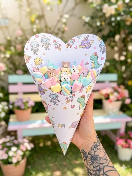 Buquê infantil de marshmallow