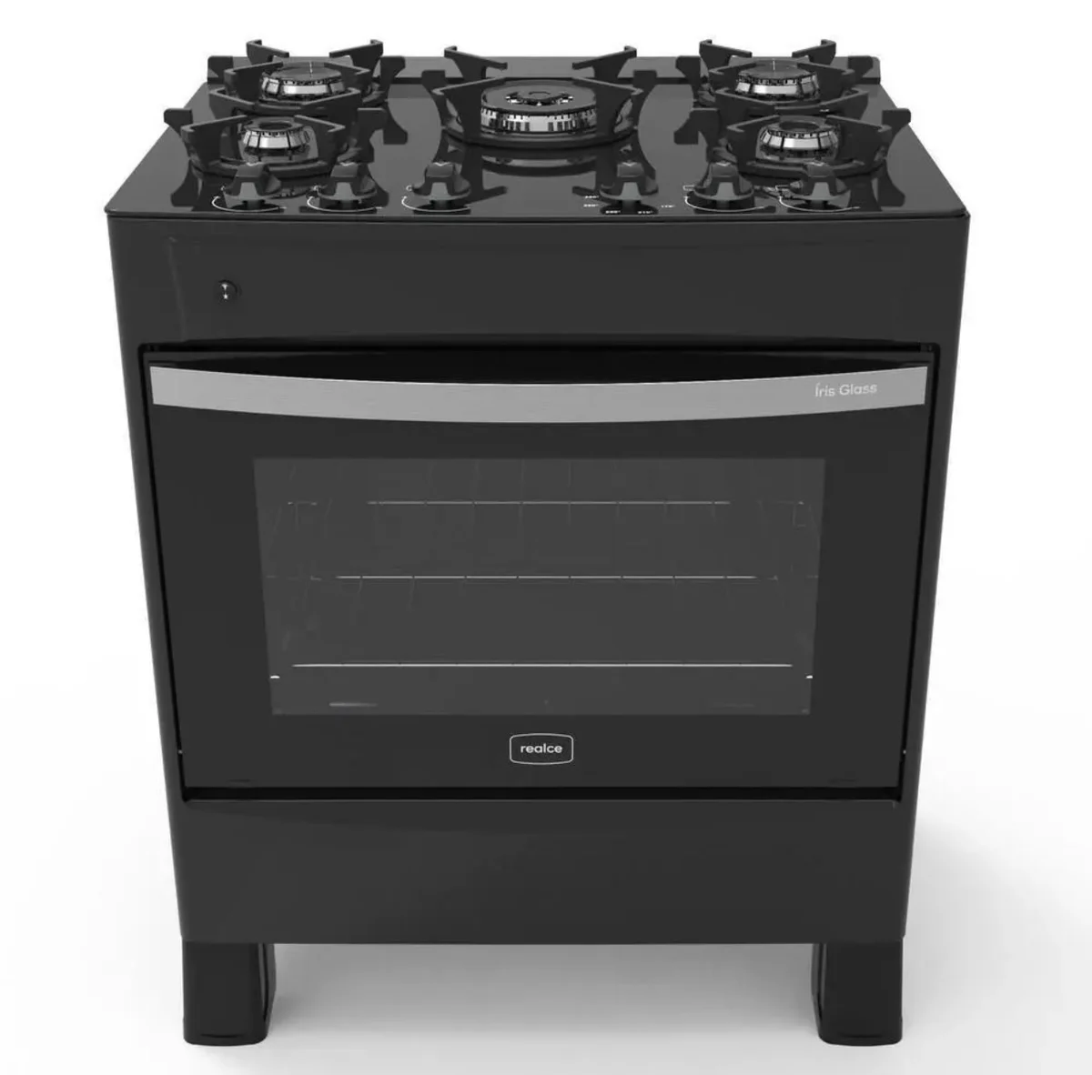 Fogão 5 Bocas A Gás Acendimento Automático Realce Glass Bivolt Cr212 Preto Preto 127/220
