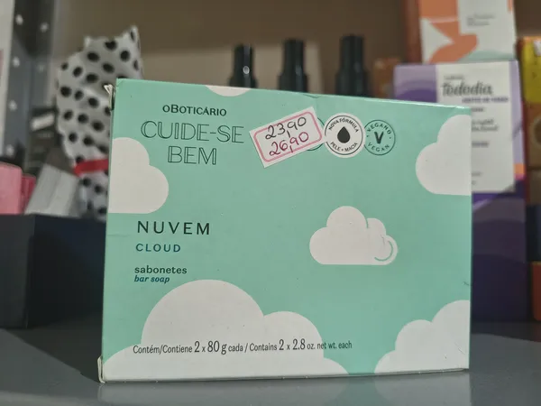 Caixa com sabonete nuvem oBoticário
