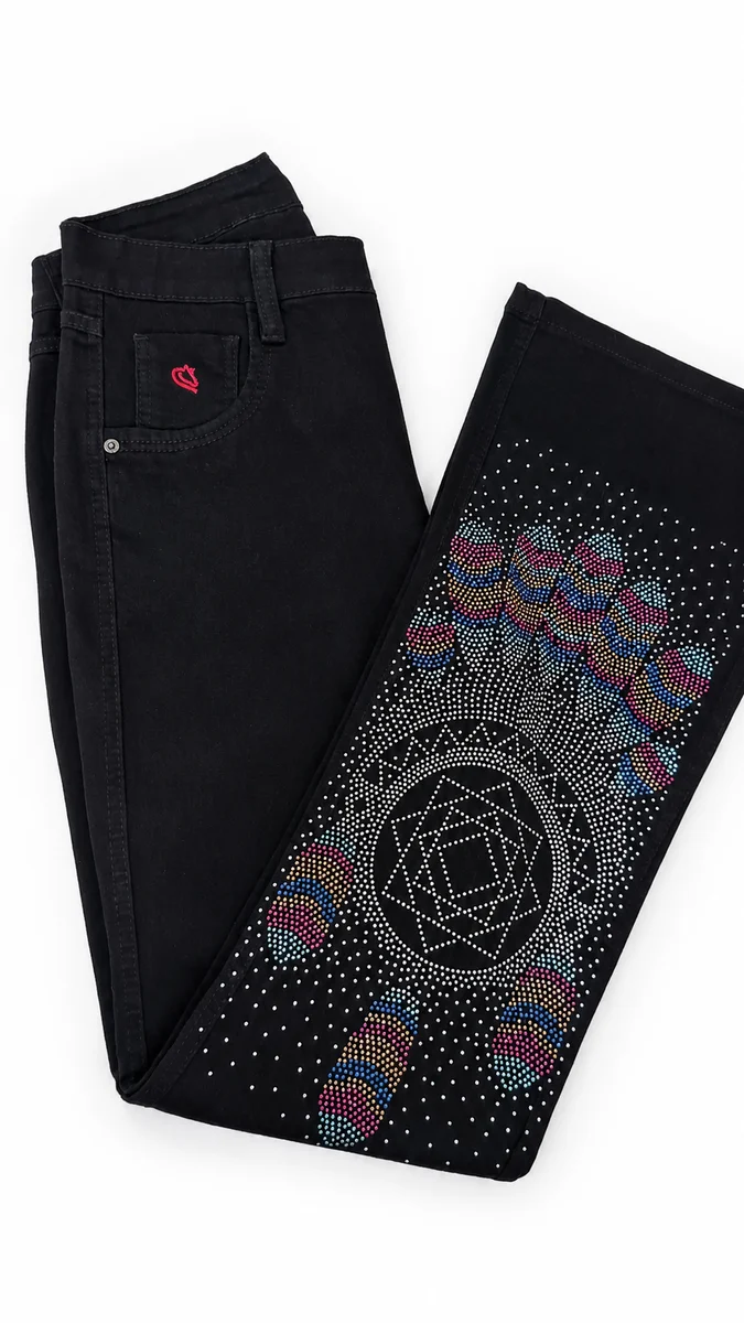 Calça com strass- Puro Country- Preta