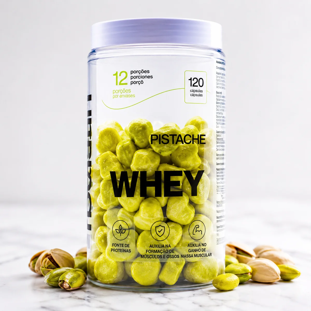Whey Protein Concentrado Pistache Zero açúcar 120 gomas