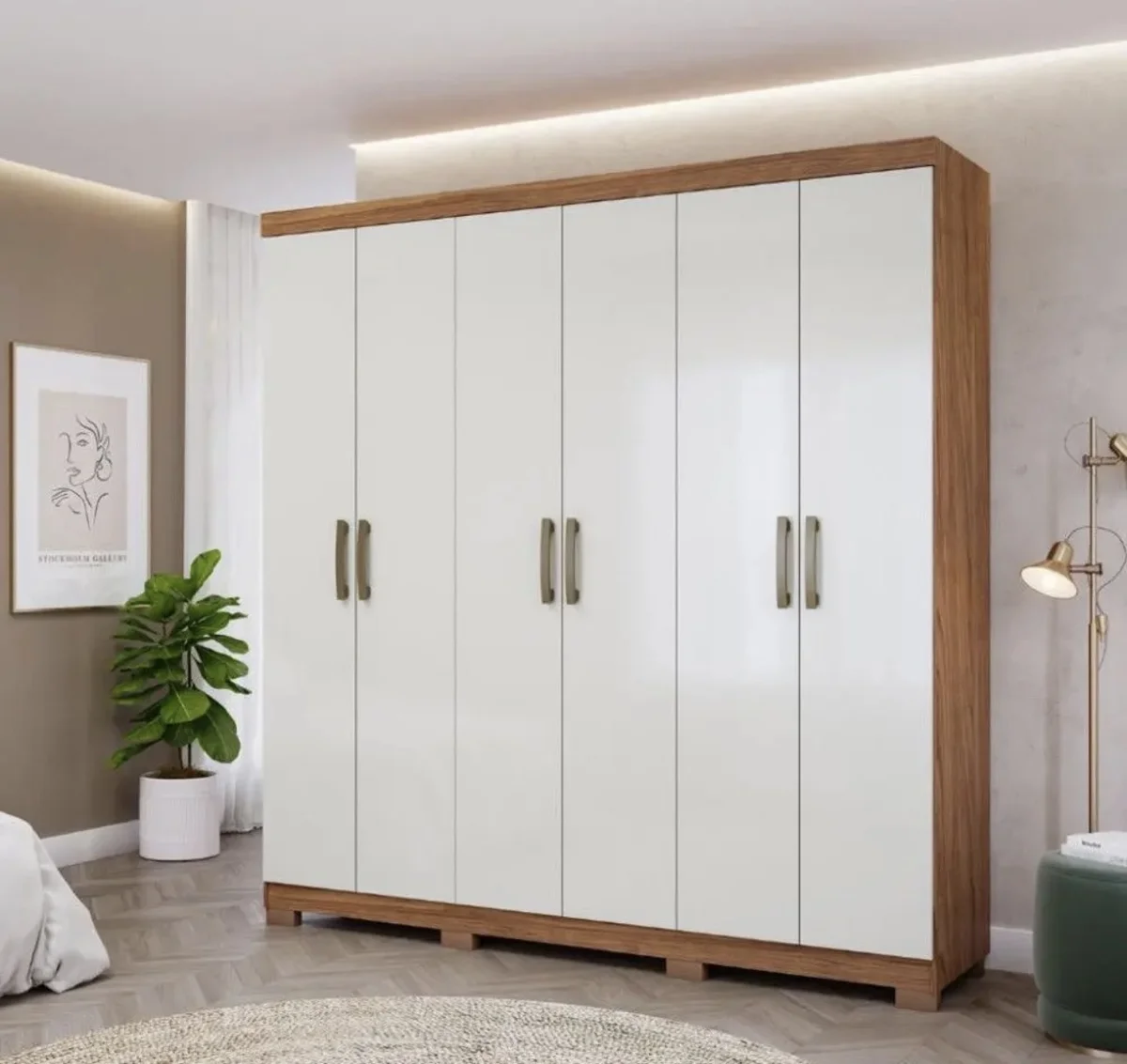 Guarda Roupa Casal com Pés 6 Portas 100MDF Clara Panan - Panan Móveis