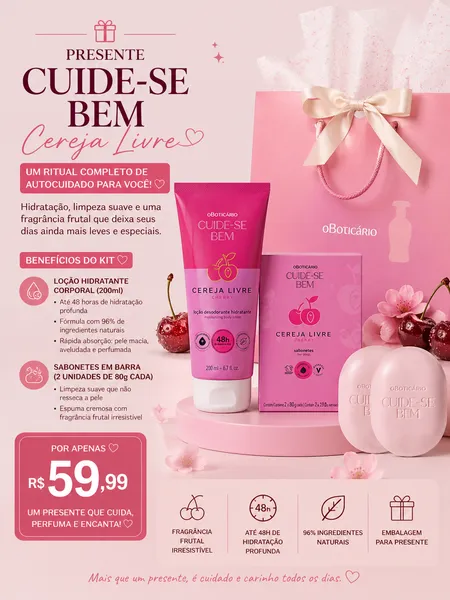 Kit de presente Cereja Livre O Boticário