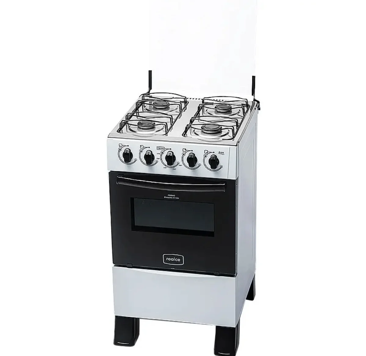 Fogão Realce 4 Bocas Ares Manual Mesa de Inox Forno 50 Litros
