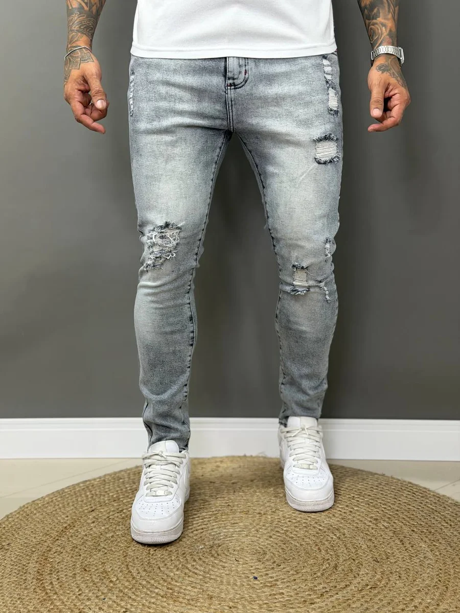 Calça jogador cinza detalhes vermelhos 66