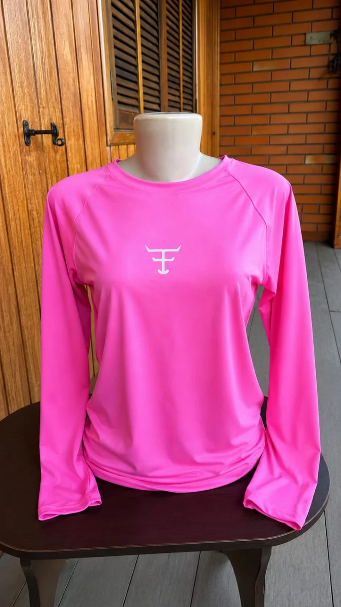 Camisa Térmica Feminina UV50+ M.Longa- Rosa Neon