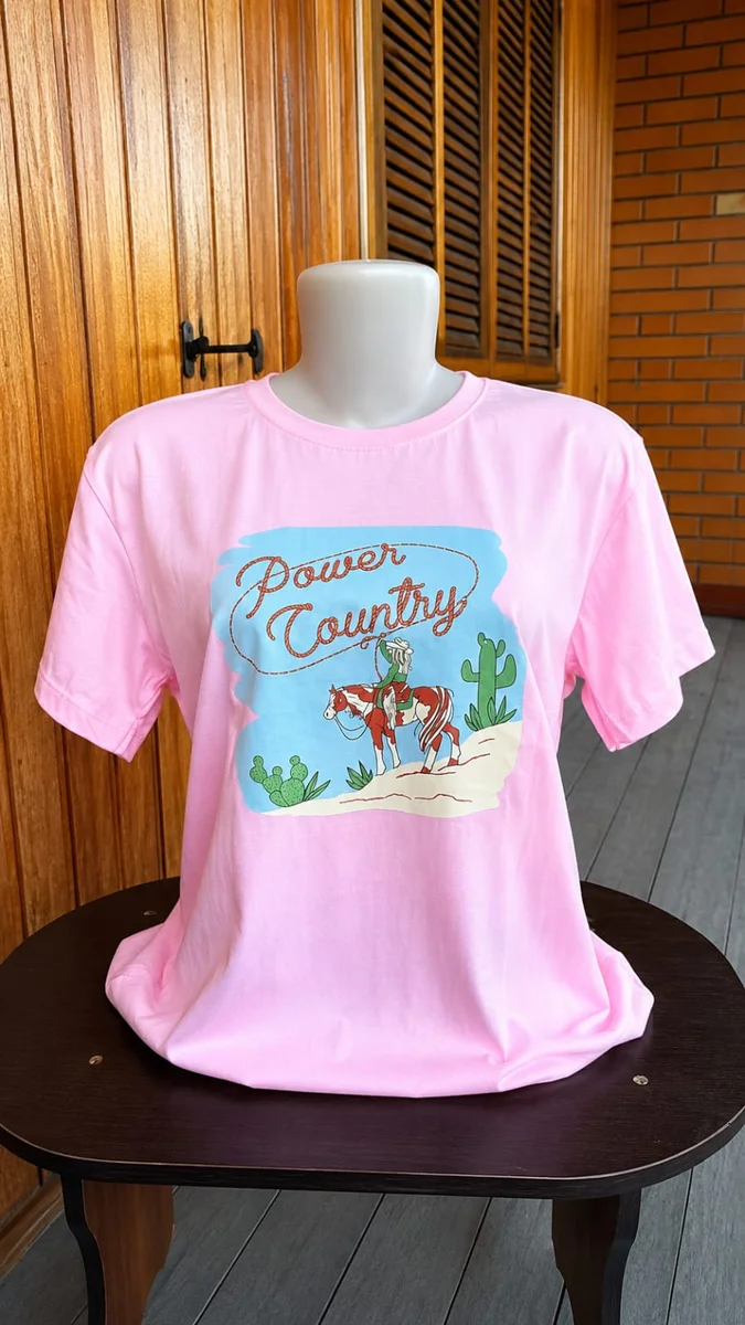 Camisa Feminina Power Contry - Rosa bb