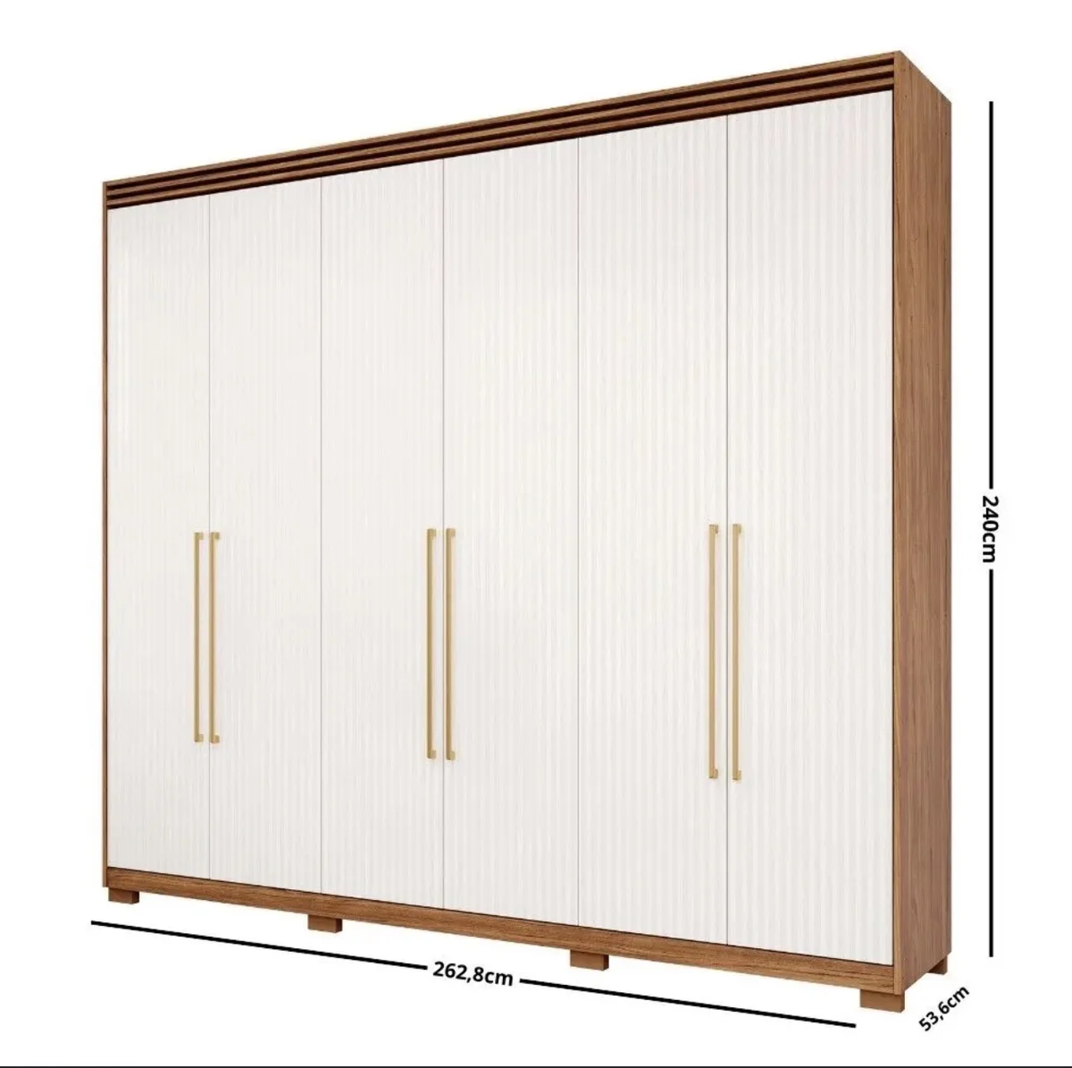 Guarda Roupa Casal com Espelho Interno Pés 6 Portas MDF Aurora Panan Cor Cinamomo Grafiato