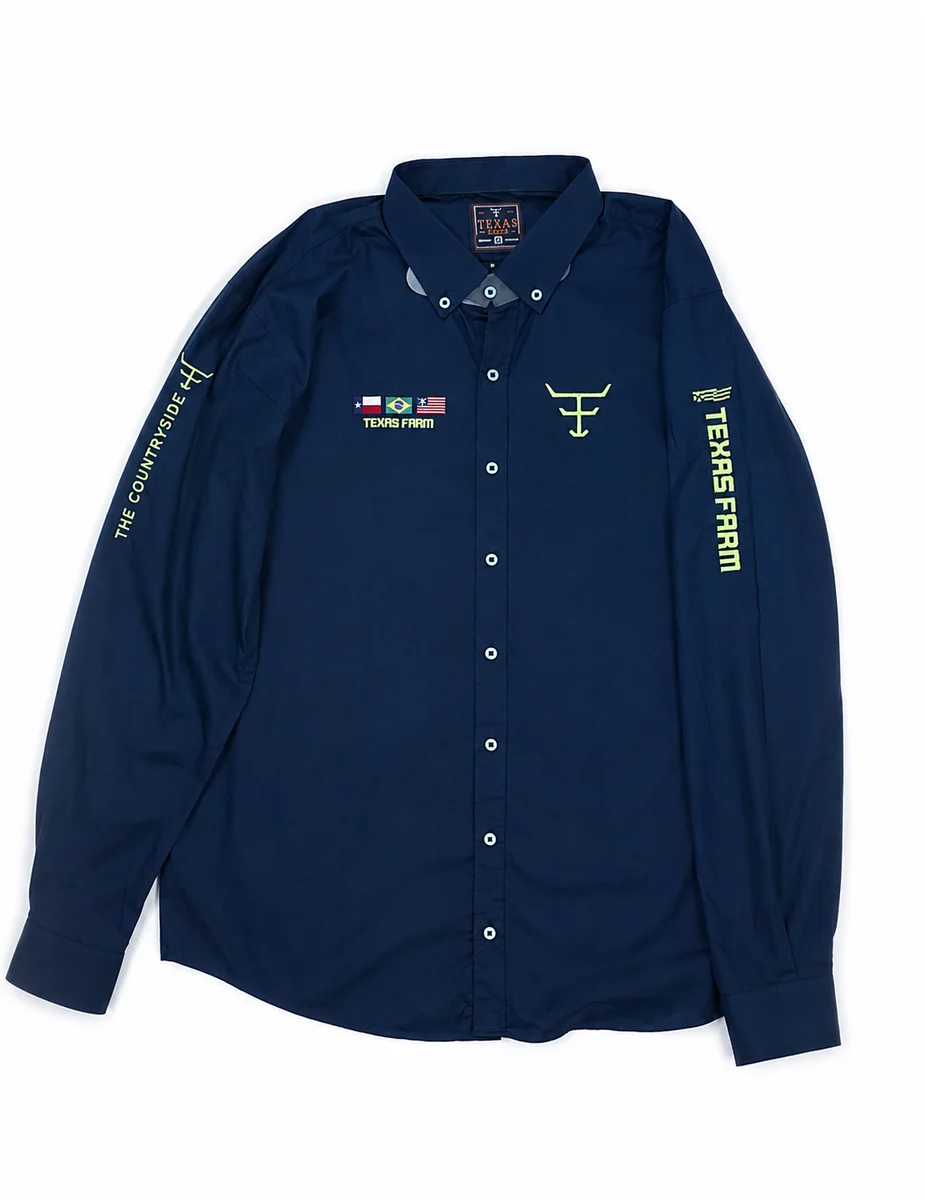 Camiseta Masc. Competição, M.Longa- Azul Marinho