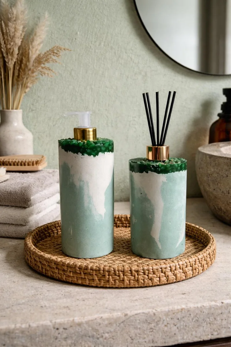 Kit Saboneteira 250 ml+ Difusor de Ambientes 200ml concreto